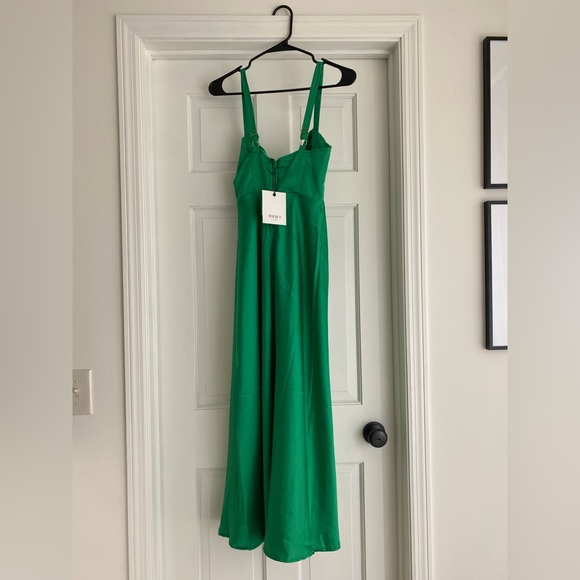 NWT GREEN Satin Kelsi Dress - Picture 3 of 6
